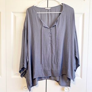 MAURICES Dusty Blue Blouse w/ Buttons & Tie Detail | Size 2